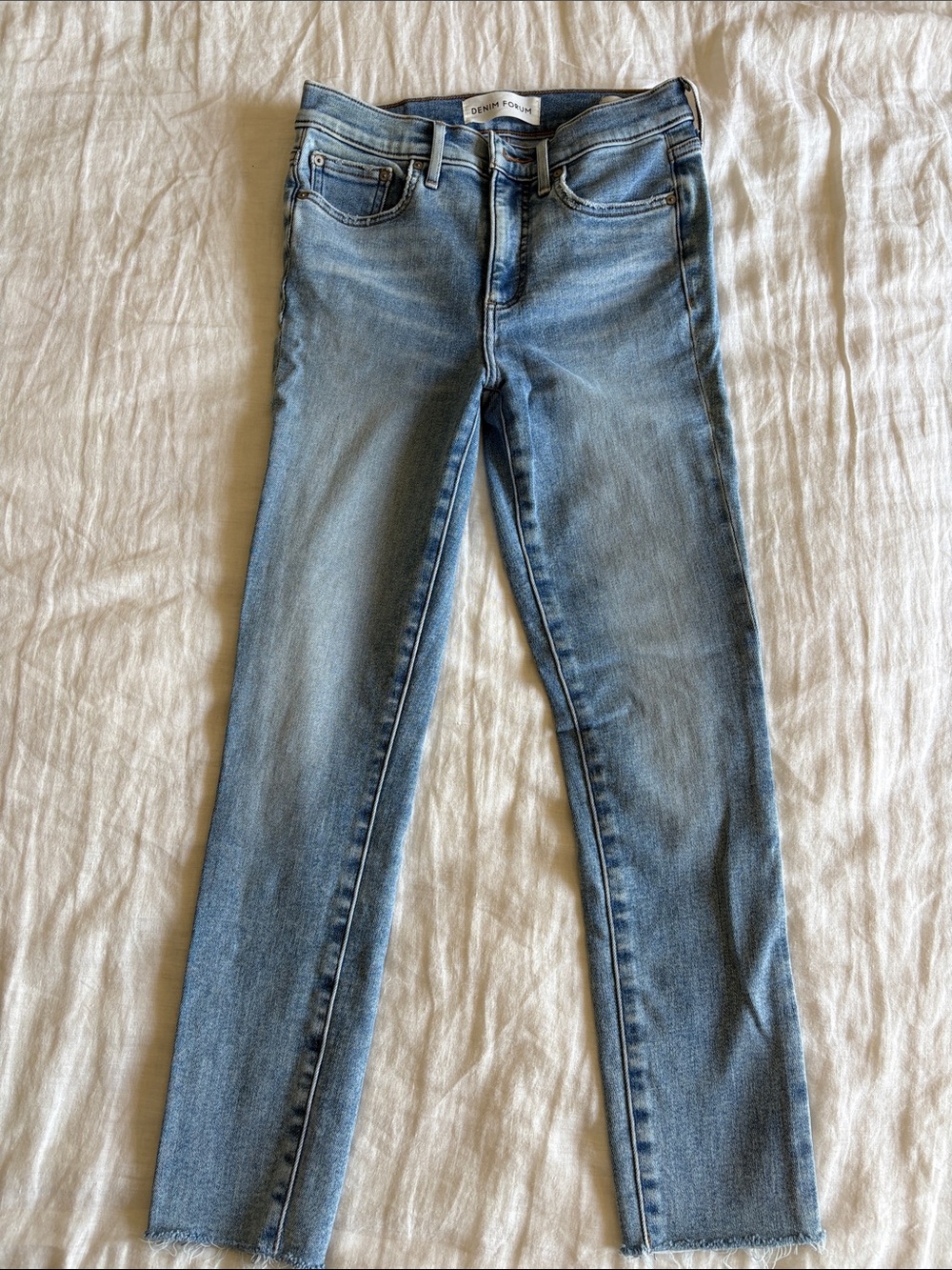 Denim Forum Light Blue Cropped Ankle Jeans